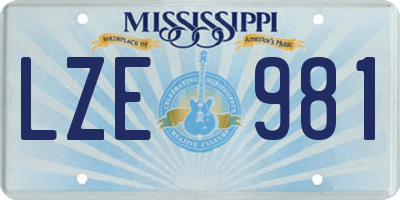 MS license plate LZE981