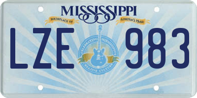 MS license plate LZE983