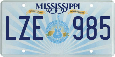 MS license plate LZE985