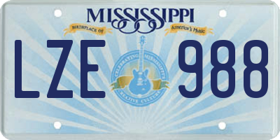 MS license plate LZE988