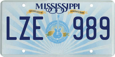 MS license plate LZE989