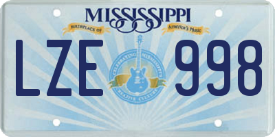 MS license plate LZE998