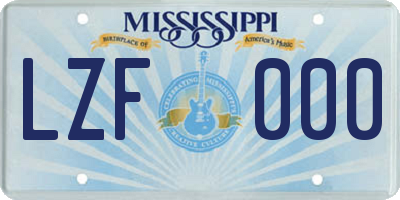 MS license plate LZF000