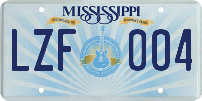 MS license plate LZF004