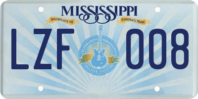 MS license plate LZF008