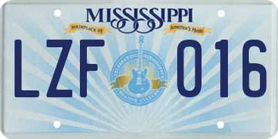 MS license plate LZF016
