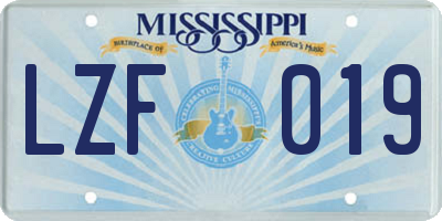 MS license plate LZF019