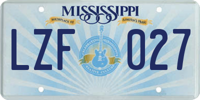 MS license plate LZF027