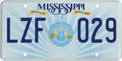 MS license plate LZF029