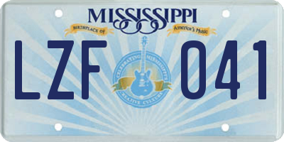 MS license plate LZF041