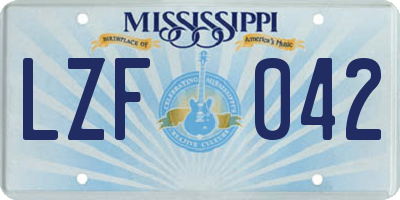 MS license plate LZF042