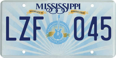 MS license plate LZF045