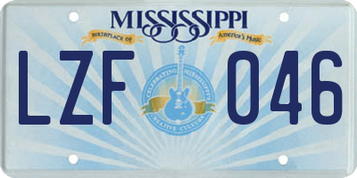 MS license plate LZF046