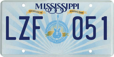 MS license plate LZF051