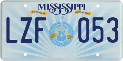 MS license plate LZF053