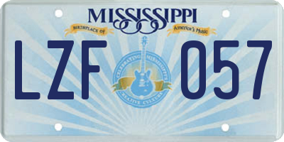 MS license plate LZF057