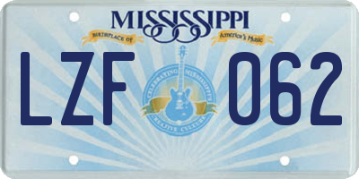 MS license plate LZF062
