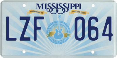 MS license plate LZF064
