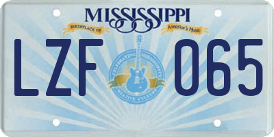 MS license plate LZF065