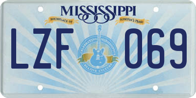 MS license plate LZF069