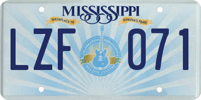 MS license plate LZF071