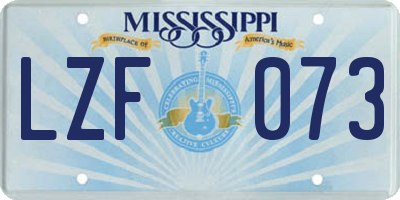 MS license plate LZF073