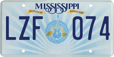 MS license plate LZF074