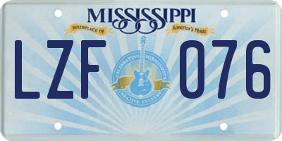 MS license plate LZF076