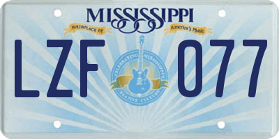 MS license plate LZF077