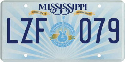 MS license plate LZF079