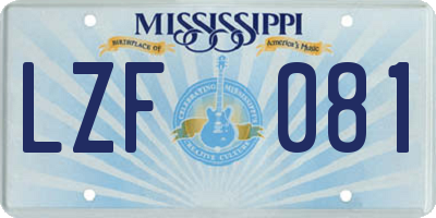 MS license plate LZF081