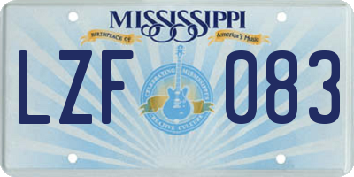 MS license plate LZF083