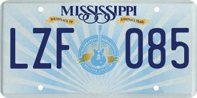 MS license plate LZF085