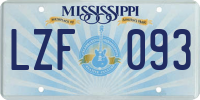 MS license plate LZF093