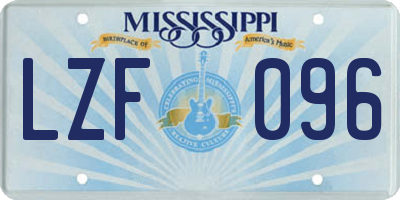 MS license plate LZF096