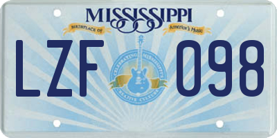 MS license plate LZF098