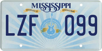 MS license plate LZF099