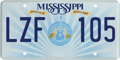 MS license plate LZF105
