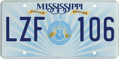 MS license plate LZF106