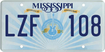 MS license plate LZF108