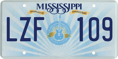 MS license plate LZF109