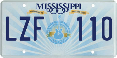 MS license plate LZF110
