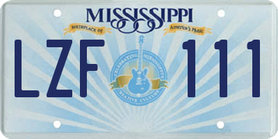 MS license plate LZF111