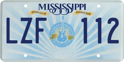 MS license plate LZF112