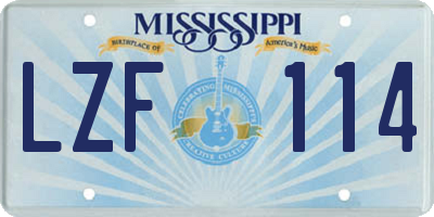 MS license plate LZF114