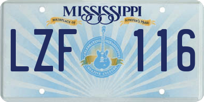 MS license plate LZF116