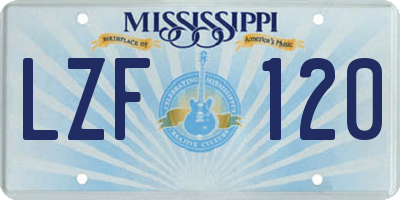 MS license plate LZF120
