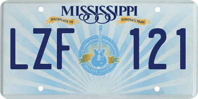MS license plate LZF121