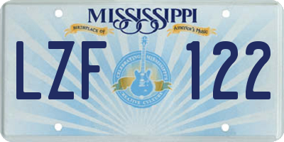 MS license plate LZF122