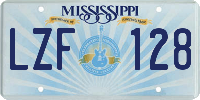 MS license plate LZF128